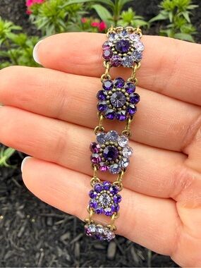 Michal Negrin Purple Crystal Floral Bracelet - Women Jewelry